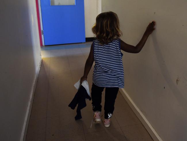 A child is seen at the Alice Springs Women's Shelter, Friday, May 27, 2016. The shelter, the only one in town, is in need for increased funding in order to cope with rising demand for its services by women and children affected by domestic violence. (AAP Image/Dan Peled) NO ARCHIVING