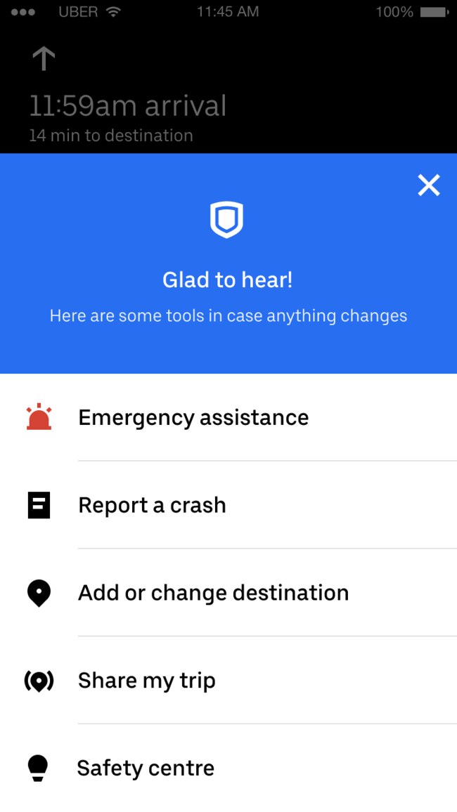 More safety options for Uber users. Picture: Supplied