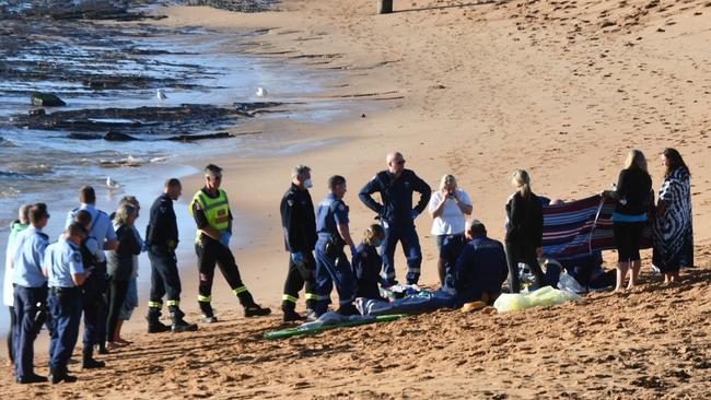 Emergency services were called to Mona Vale Beach today after a woman suffered a medical episode in the water. Picture: Seb Dekker.