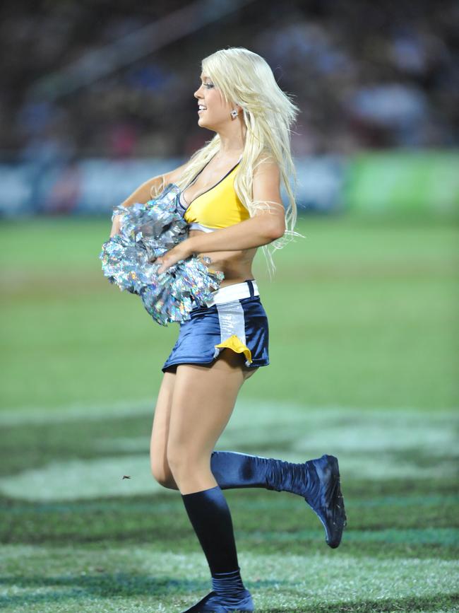 Dancers from the Hot Squad the North Queensland Cowboys cheerleaders perform at the North Queensland Cowboys Vs Melbourne Storm at Dairy Farmers Stadium, Townsville.