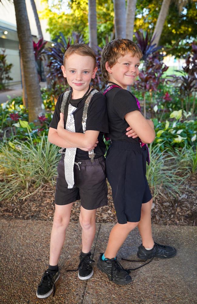 <p>Fitzgerald State School Year 3 students Ryan Thompson and Brock Watkins at the 2022 Fitzgerald Spectacular Concert held at the Mackay Entertainment and Convention Centre. Picture: Heidi Petith</p>