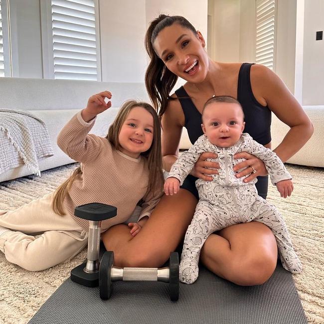 Itsines with her children, Arna and Jax. Picture: Instagram