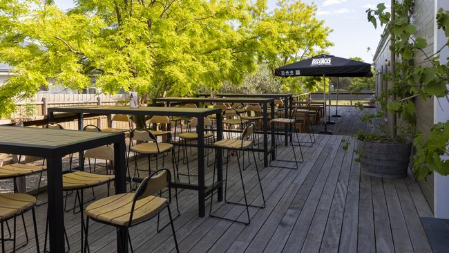 The outdoor terrace that’s perfect for sipping in the sun. Pic: Simon Griffiths