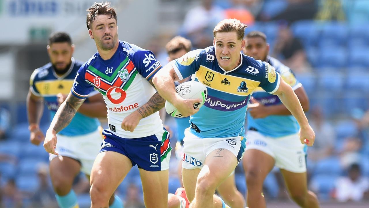 AJ Brimson lost 4kg in the heat against the Warriors at Cbus Stadium. Picture: NRL Photos