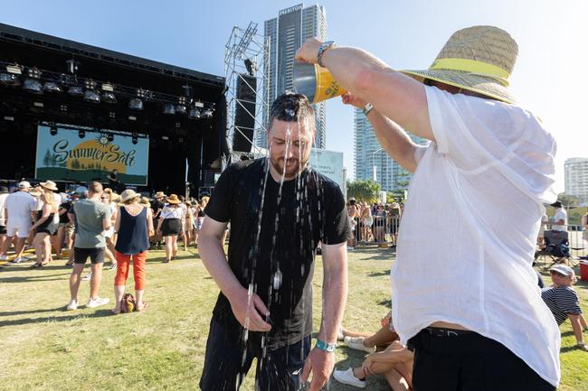 <p>Jeremy Kerr and Jamie Dalziell at Summer Salt Festival at Broadwater Parklands Sunday 12th of February. Picture: Celeste Humphrey</p>