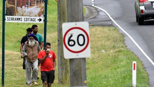 Family members of the girl visit the scene this morning. Picture: Nicole Garmston