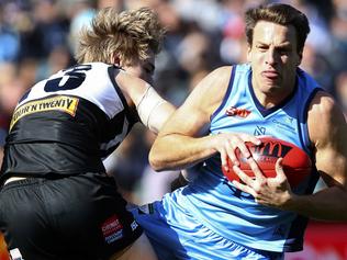 SANFL - Grand Final - Port Adelaide v Sturt at Adelaide Oval. Todd Marshall and Fraser Evans.  Picture Sarah Reed