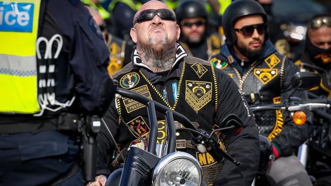 Comanchero Motorcycle Club President Mick Murray in Victoria. Picture : Ian Currie