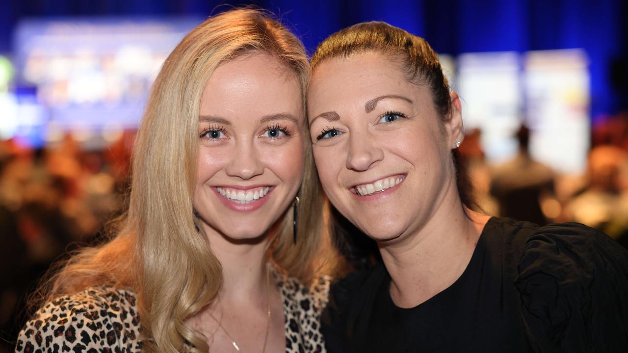 Dakota-Lily Sanders and Alana Ryzner at the TSS Foundation Breakfast, Gold Coast Convention and Exhibition Centre. Picture, Portia Large.