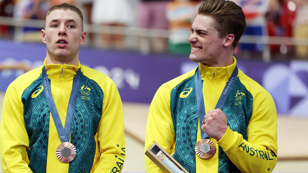 Matthew Glaetzer of Team Australia poses on the podium after the Men's Team Sprint – Finals. Picture: by Tim de Waele.