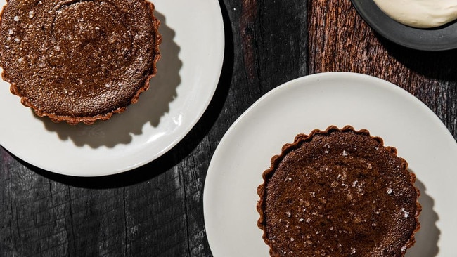 Warm chocolate tart recipe by Lennox Hastie. Picture: Nikki To