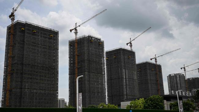 Evergrande residential buildings under construction in Guangzhou. Picture: AFP.