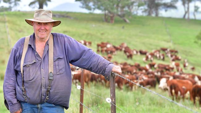 NEWS:  Bluey Commins Nunniong Herefords EnsayBluey Commins on his farm getting his Hereford cattle in for the sales at Ensay