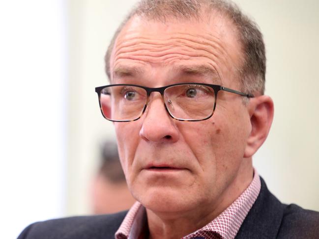 Freed murder suspect Henry Keogh gives evidence at a South Australian parliamentary inquiry at Parliament House in Adelaide, Monday, November 5, 2018. Mr Keogh, who spent more than 20 years in jail for the 1994 murder of Anna-Jane Cheney, on Monday gave evidence to the inquiry, which is looking at the basis for the payment. (AAP Image/Kelly Barnes) NO ARCHIVING