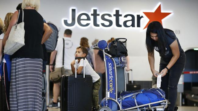 Tullamarine Airport arrivals and departures grinding down with the rest of Australian air travel. Jetstar departures still fairly busy. Picture: David Caird