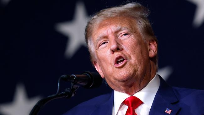 Donald Trump delivers remarks during the Georgia state GOP convention at the Columbus Convention and Trade Center.