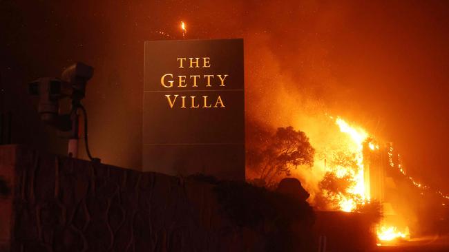 The Getty Villa art museum is threatened by the wind-driven Palisades Fire in Pacific Palisades, California on January 7. Picture: AFP