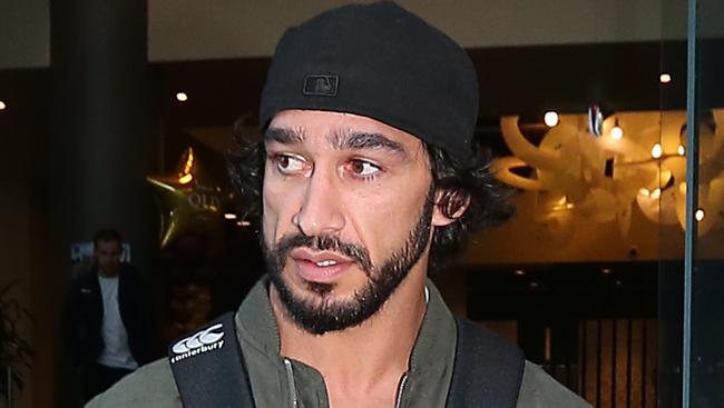 Johnathan Thurston outside the Maroons’ hotel on Thursday.