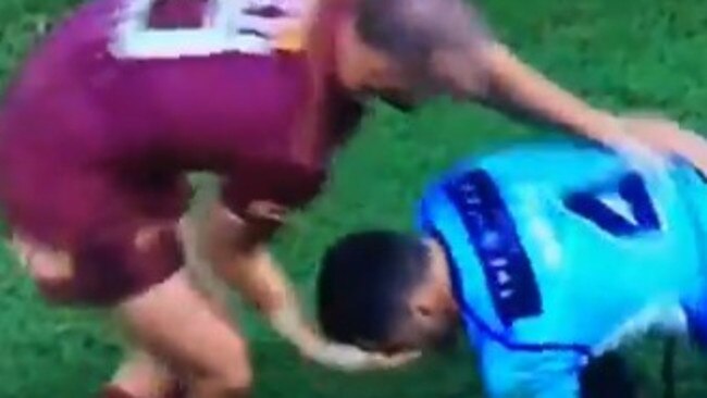 Queensland enforcer Nate Myles has been accused of attempting to eye gouge NSW star Jarryd Hayne.