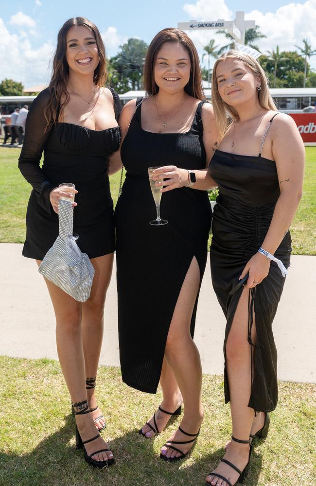 Amber Young, Emily Holden and Maddison Smith at NQ Classic Derby Day Mackay Turf Club Saturday 30 September 2023 Picture: Michaela Harlow