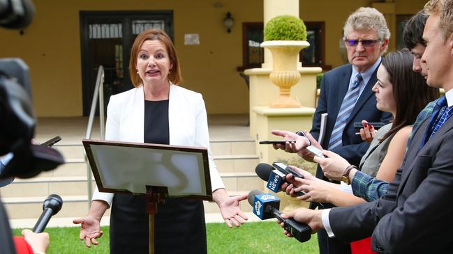 Ms Ley defending allegations of rorting travel entitlements in 2017. Picture: Simon Dallinger