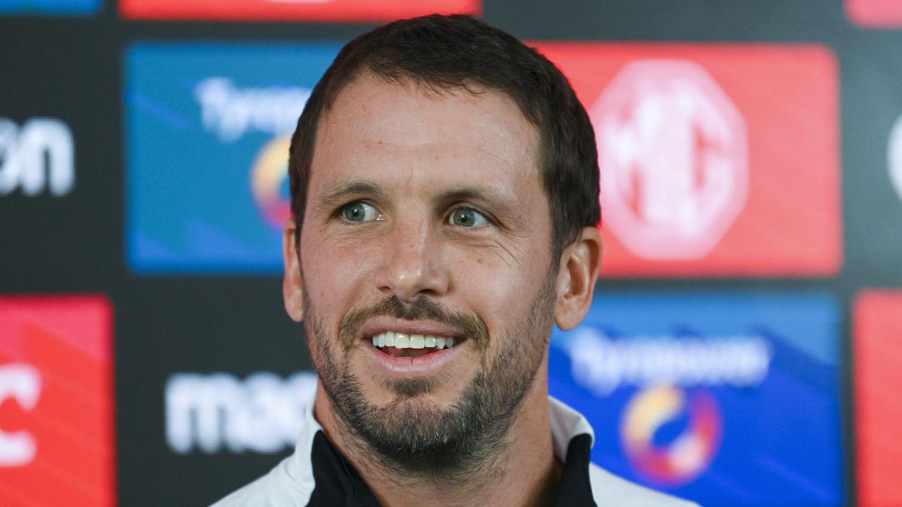 Travis Boak at his press conference for his 350th game. Picture: Mark Brake