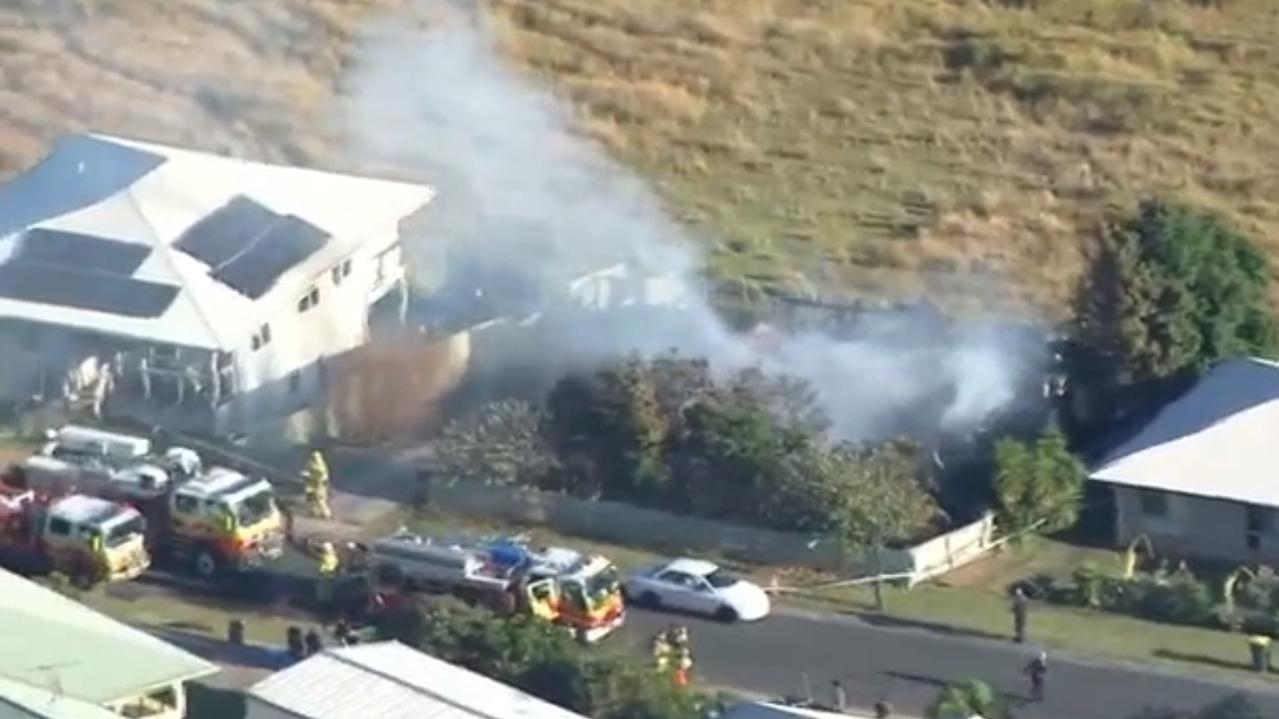 The scene of the house fire in a Kilcoy. Picture: 7 News