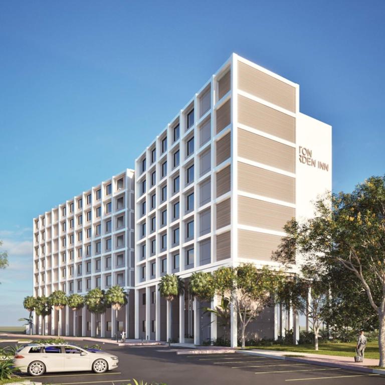 New architectural drawings of the Hilton Garden Inn, which was proposed to be built next to Queensland Country Bank Stadium. Picture: Conrad Gargett.