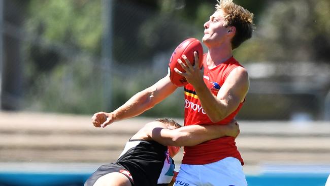 The Crows were under pressure, Jackson Hately included, for most of the day. Picture: Getty Images