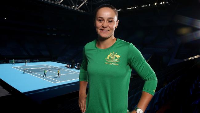 Ash Barty poses during a media opportunity ahead of the 2019 Fed Cup Final between Australia and France at RAC Arena on November 4 in Perth. Picture: Paul Kane/Getty Images