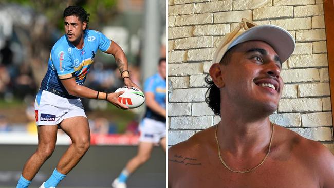 27-year-old Keenan Palasia is a reportedly single Brisbane Broncos player. Pictures (L to R): NRL Photos / Instagram