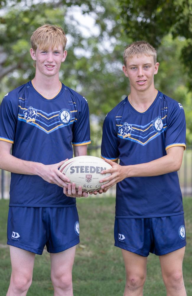 Riley McIntyre, 16 (left) and Brad Pilchowski, 15 (right), will play for Ryan Catholic College in the upcoming North Queensland independent Secondary Schools Rugby League (NQISSRL) season.