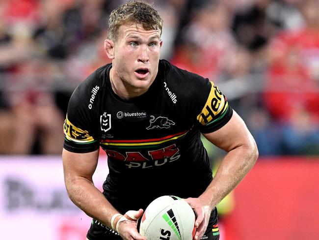 BRISBANE, AUSTRALIA - JULY 16: Mitch Kenny of the Panthers in action during the round 20 NRL match between the Dolphins and Penrith Panthers at Kayo Stadium on July 16, 2023 in Redcliffe, Australia. (Photo by Bradley Kanaris/Getty Images)