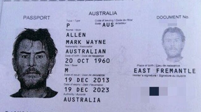 The passport of Australian man Mark Allen, whose body was found in his room at a Phnom Penh guesthouse on Thursday. Picture: Cambodian Police