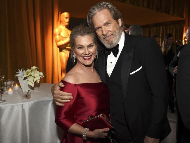 Nominee Jeff Bridges and wife Susan Geston party after the ceremony. Picture: Al Powers/Invision/AP