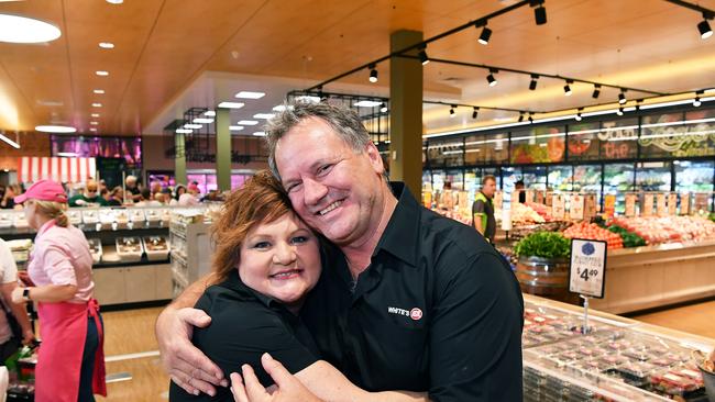 Michael and Roz White at the official opening of the $33 million Stockland Baringa town shopping centre. Picture: Patrick Woods