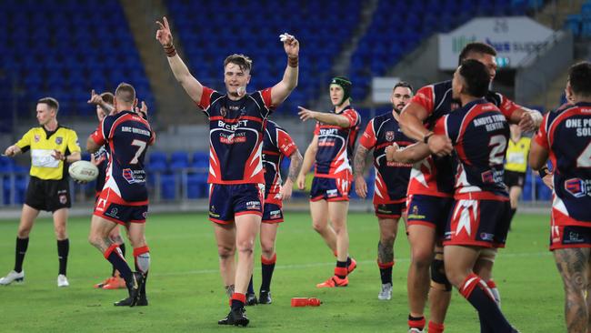 17th October 2020, Runaway Bay Seagulls celebrate winning the Gold Coast Rugby League A-Grade Grand Final against the Burleigh Bears played at CBus Stadium Photo: Scott Powick Newscorp