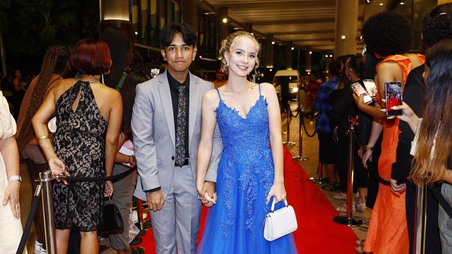 Amith Chauan and Keira Turner at the Trinity Bay High School formal evening, held at the Cairns Convention Centre. Picture: Brendan Radke