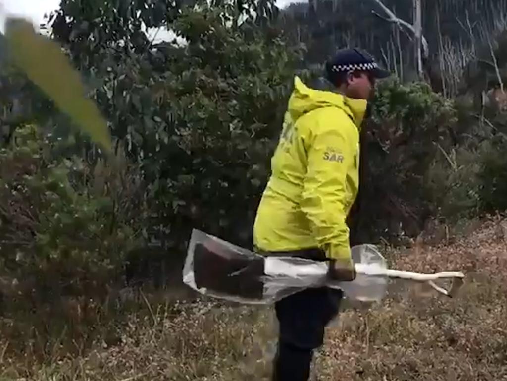 Detectives found a shovel during the search for missing campers Russell Hill and Carol Clay, but have not linked the discovery to their disappearance. Picture: Twitter/ Cassie Zervos 7 news