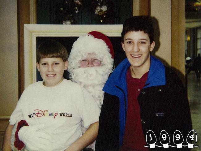 1994 ... 10 years on they are still going strong with Santa photos together. Martin was 10 while Mike was 14 at the time. Pic...