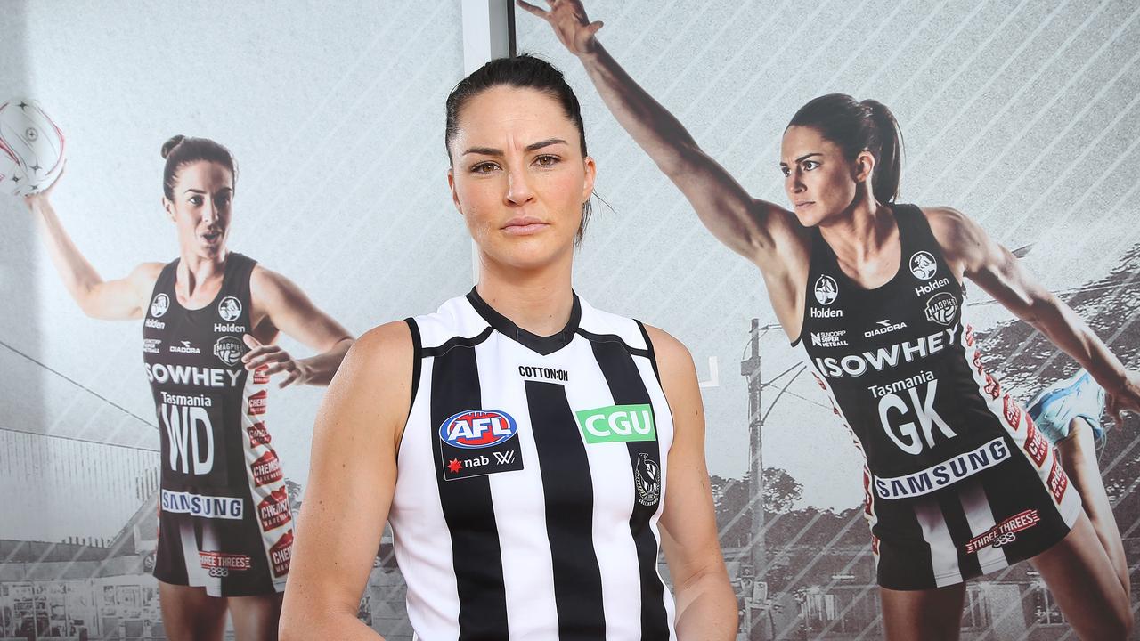 Australian netballer come Collingwood AFLW footballer Sharni Layton has called out the trolling. Photo: Michael Klein