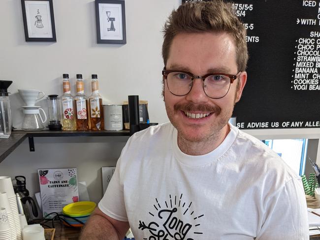 Long Shot & Co cafe owner Michael Long at his Old Noarlunga Cafe. Picture: Long Shot & Co