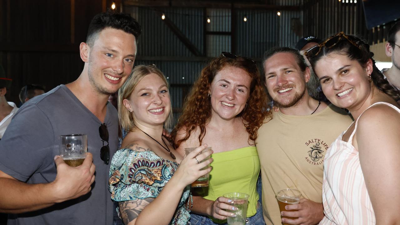 Tyler Traater, Ellie Ackerman, Abi Hughes, Connor Bull and Billi Lansky at Hemingway's Brewery's Oktoberfest celebrations. Picture: Brendan Radke