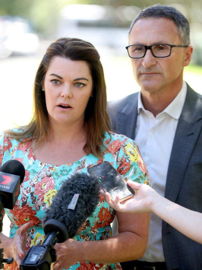 Greens Senator Sarah Hanson-Young and Greens leader Richard Di Natale. Picture: AAP / Kelly Barnes