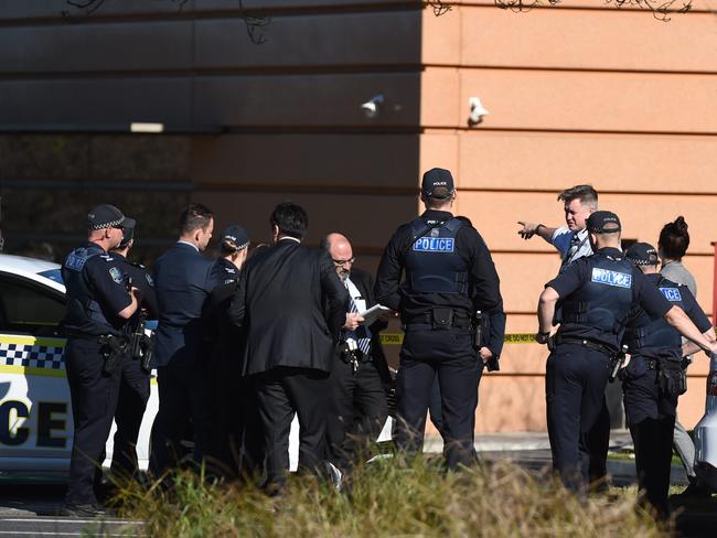 ADELAIDE, AUSTRALIA - AUGUST 29, 2020: Police at the scene at Adelaide High School on West Terrace after a man was left in a critical condition after being assaulted by four men overnight. Picture: Naomi Jellicoe