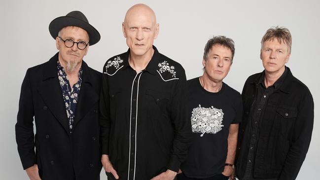 Midnight Oil’s Jim Moginie), Peter Garrett, Rob Hirst and Martin Rotsey (guitar). Picture: Daniel Boud