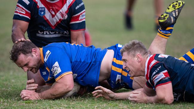 Williamson dives over against Camden during the 2022 finals at Thirlmere. Pics by Julian Andrews.