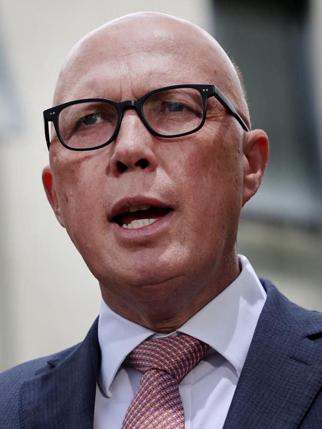 Opposition Leader Peter Dutton says Anthony Albanese should apologise to voters who missed out on larger tax promises originally promised by Labor. Picture: Richard Dobson