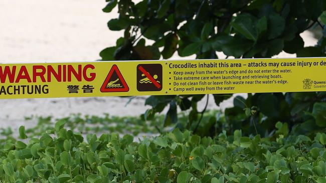 One of the man crocodile warning signs in around Cairns. FILE PICTURE: BRENDAN RADKE.