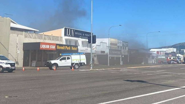 Photographs from the scene of a structure fire in Hermit Park on Monday afternoon. Picture: Supplied